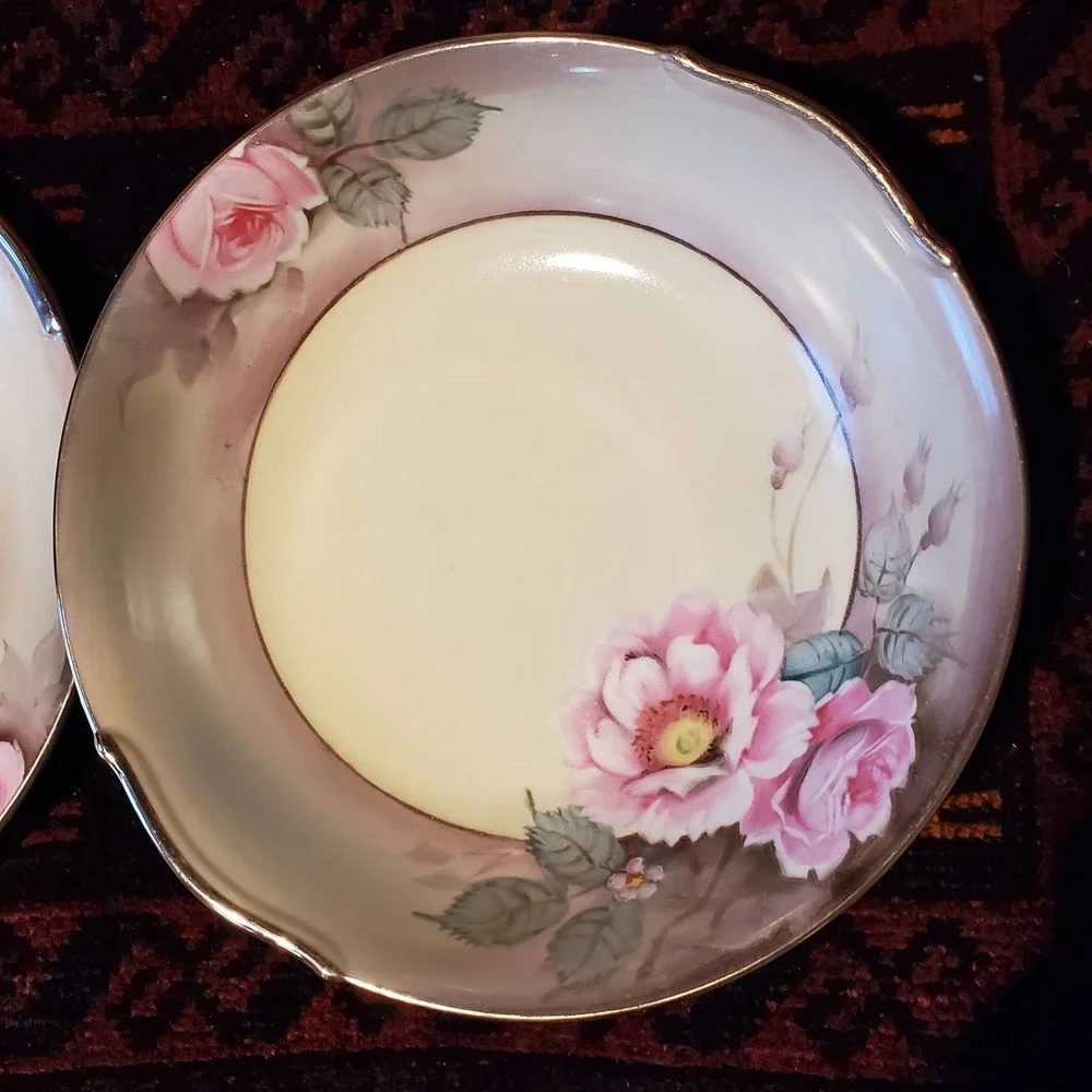 Noritake Mormura M plate and bowl Hand Painted Japan‎ mark